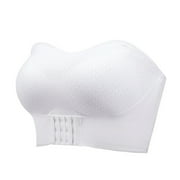 Bigersell Wireless Bras for Large Breasted Women Sale Clearance No Wire Bras for Women Molded Bra Style B4674 V-Neck Padded Bras Hook and Eye Bra Closure Short Size Push up Bras White L